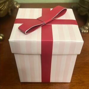 Medium Victorias’s secret Striped Gift Box with Red Bow ornament